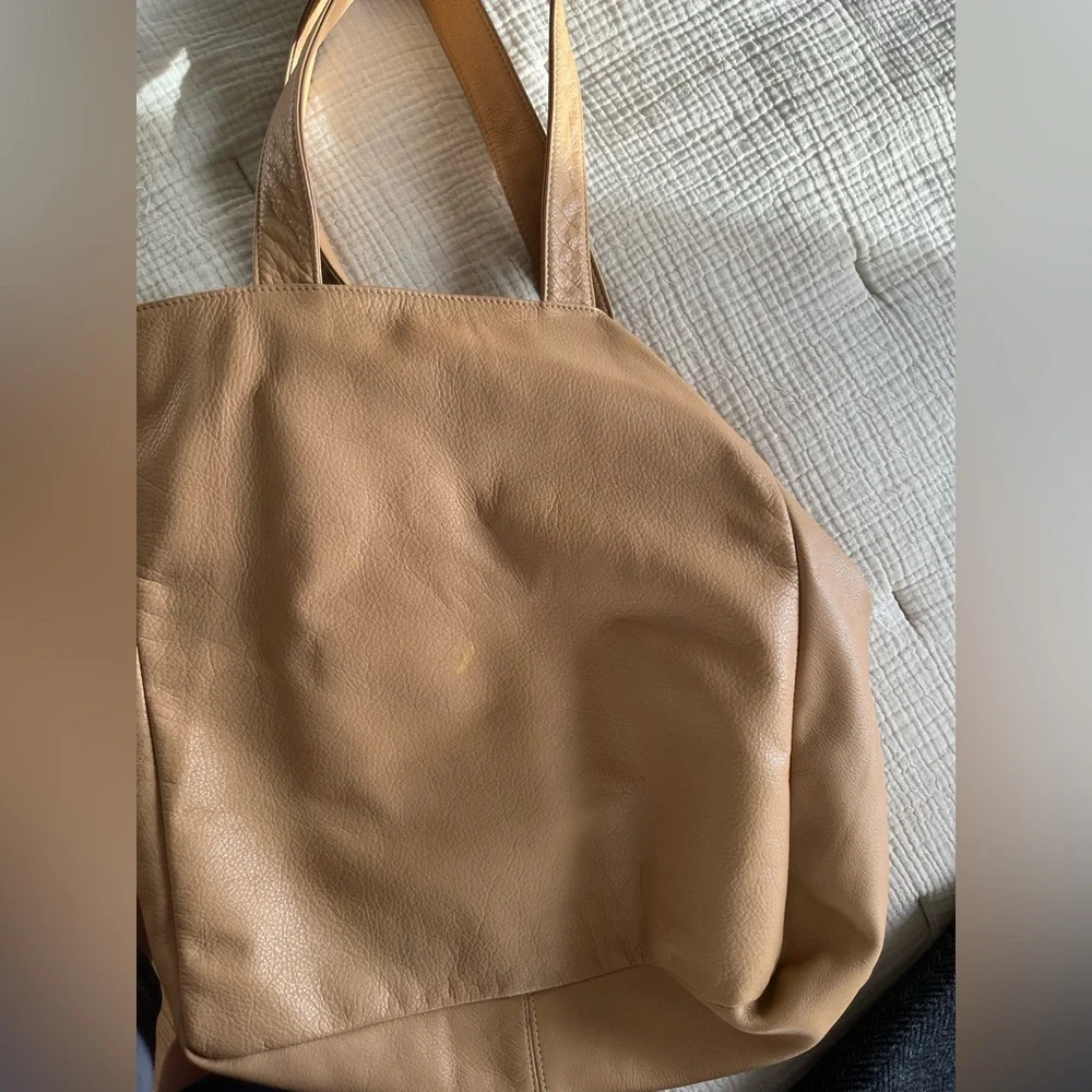 Minimalist Beige Tote Bag - Women's Shoulder Bag - Picture 5 of 5